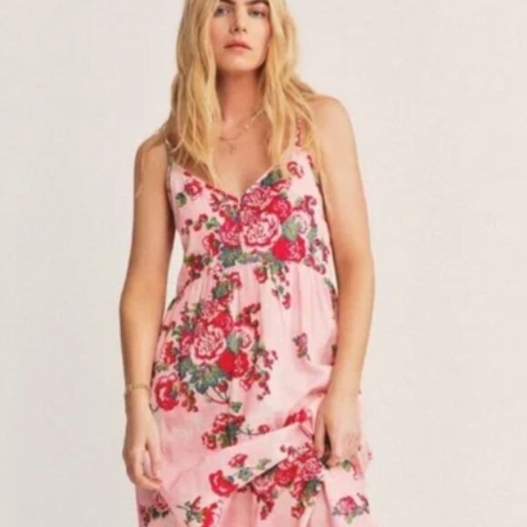LoveShackFancy Dresses & Skirts - LOVESHACKFANCY FARADAY PINK DESERT Cotton Barbiecore Floral Maxi Slip XS $225
